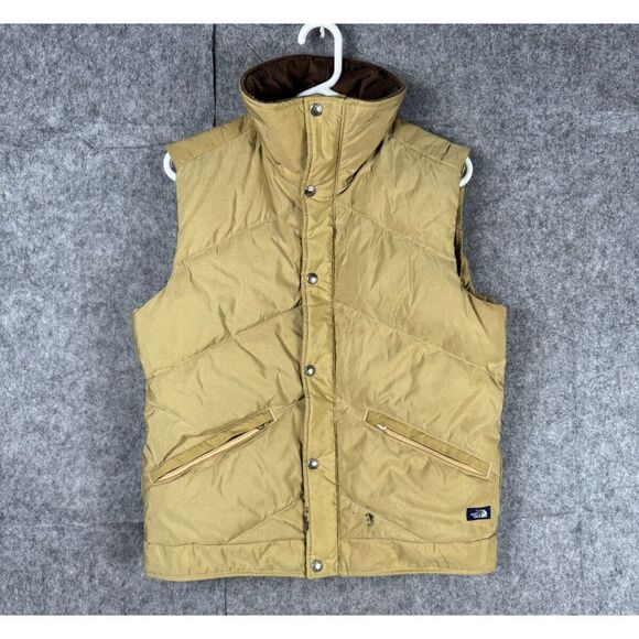 Vintage North Face Vest Mens Medium Beige Snap Full Zip Puffer Heavy Thick 80s*? - Picture 1 of 12